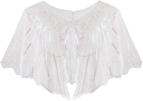 Bacophy 1920s Shawl Wraps Beaded Sequin Deco Evening Cape Bridal Shawl Bolero Flapper Cover Up in Kuwait