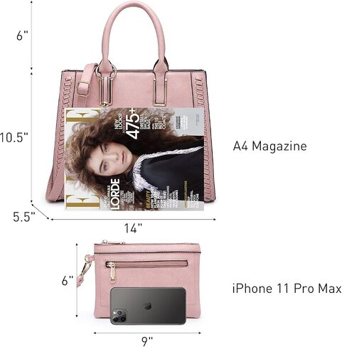 Dasein Purses Handbags for Women Satchel Vegan Leather Shoulder Bags Work Tote for Ladies with Matching Clutch in Kuwait