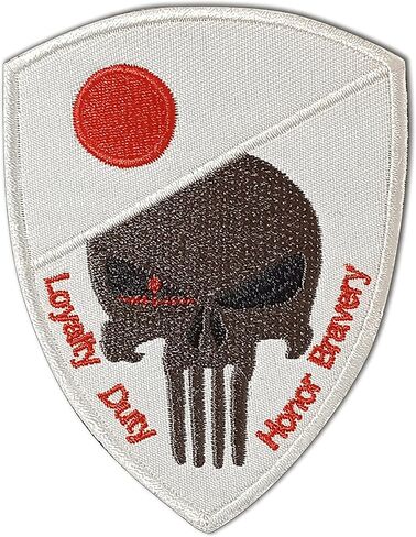 رقعة جمجمة Punisher - رقعة العلم الأسود Punisher USA - رقعة مطرزة - رقعة بخطاف وحلقة - رقعة لحقائب الظهر والقبعات والسترات والسترات - رقعة للملابس - ملحقات حقيبة الظهر in Kuwait