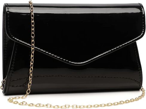 محفظة كلاتش كلاتش لامعة قابلة للطي من الجلد اللامع بتصميم ظرف، حقيبة يد للنساء للسهرات, S in Kuwait