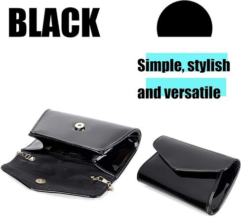 محفظة كلاتش كلاتش لامعة قابلة للطي من الجلد اللامع بتصميم ظرف، حقيبة يد للنساء للسهرات, S in Kuwait