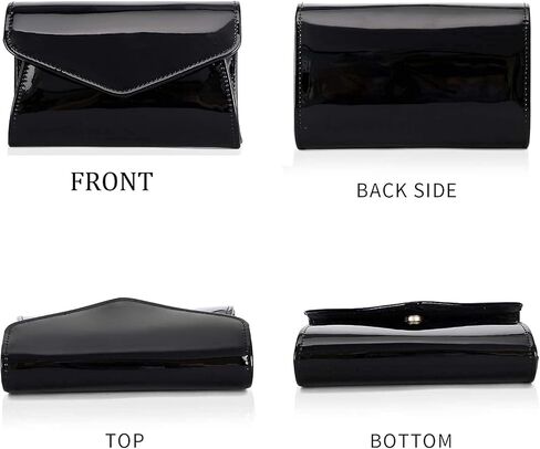 محفظة كلاتش كلاتش لامعة قابلة للطي من الجلد اللامع بتصميم ظرف، حقيبة يد للنساء للسهرات, S in Kuwait