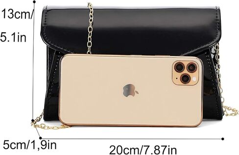 محفظة كلاتش كلاتش لامعة قابلة للطي من الجلد اللامع بتصميم ظرف، حقيبة يد للنساء للسهرات, S in Kuwait