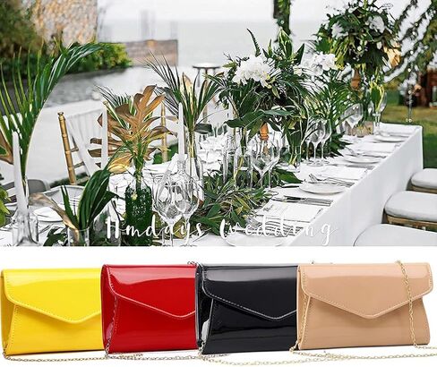 محفظة كلاتش كلاتش لامعة قابلة للطي من الجلد اللامع بتصميم ظرف، حقيبة يد للنساء للسهرات, S in Kuwait