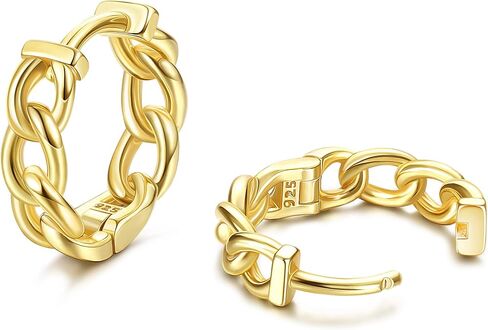 Milacolato 925 الفضة الاسترليني الأقراط الصغيرة هوب 18K مطلية بالذهب كبح سلسلة Huggie أقراط هيبوالرجينيك الغضروف الأطواق الأطواق للنساء فتاة in Kuwait