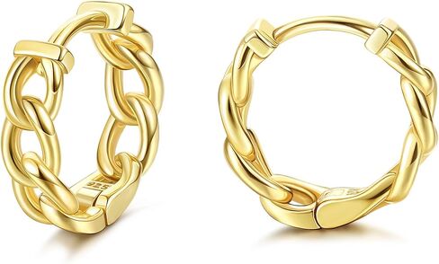 Milacolato 925 الفضة الاسترليني الأقراط الصغيرة هوب 18K مطلية بالذهب كبح سلسلة Huggie أقراط هيبوالرجينيك الغضروف الأطواق الأطواق للنساء فتاة in Kuwait
