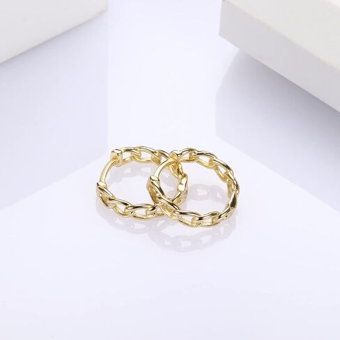 Milacolato 925 الفضة الاسترليني الأقراط الصغيرة هوب 18K مطلية بالذهب كبح سلسلة Huggie أقراط هيبوالرجينيك الغضروف الأطواق الأطواق للنساء فتاة in Kuwait
