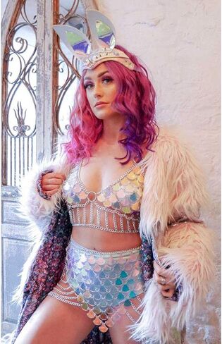 Sinkcangwu Boho Jewelry Set Body Chain Suit Tribal Harness Bra Crop Top Necklace Skirt for Women Summer Beach Party in Saudi Arabia
