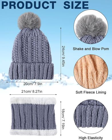Suhine 18 Pcs Winter Beanie Hat Scarf and Touch Screen Gloves Sets for Women Include 6 Pcs Warm Slouchy Knit Pom Cable Cap 6 Pcs Fleece Lined Fur Scarfs 6 Pair Thermal Gloves for Women Ski Christmas in Saudi Arabia