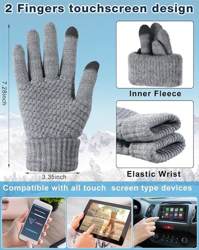 Suhine 18 Pcs Winter Beanie Hat Scarf and Touch Screen Gloves Sets for Women Include 6 Pcs Warm Slouchy Knit Pom Cable Cap 6 Pcs Fleece Lined Fur Scarfs 6 Pair Thermal Gloves for Women Ski Christmas in Saudi Arabia