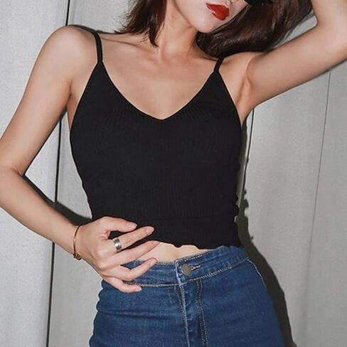 قميص بدون أكمام نسائي أساسي بدون أكمام من SANQIANG مكون من قطعتين قصير كاجوال برقبة دائرية للإناث in Kuwait