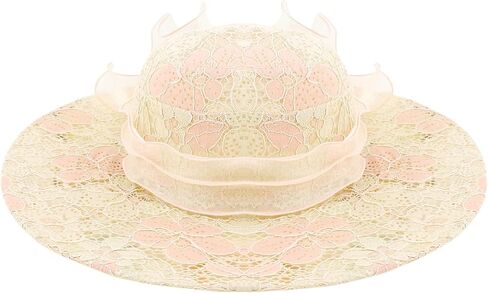 Haoohu Women's Church Derby Hat Wide Brim Bow Bucket Hat Wedding Dress Hat Fascinator Bridal Tea Party Hat in Kuwait