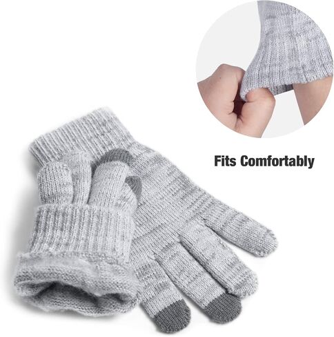 Womens Cable Knit Beanie Hat Scarf Glove Set, Fleece Lined Winter Hats Touchscreen Gloves Matching Long Scarfs for Women in Kuwait