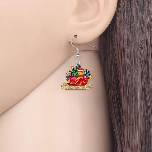 DUOWEI Acrylic Christmas Truck Tree Garland Earrings Drop Dangle Jewelry For Women Kids Teens Festival Gifts in Kuwait