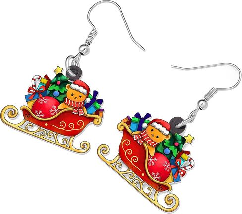 DUOWEI Acrylic Christmas Truck Tree Garland Earrings Drop Dangle Jewelry For Women Kids Teens Festival Gifts in Kuwait