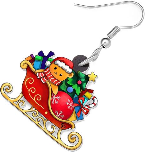 DUOWEI Acrylic Christmas Truck Tree Garland Earrings Drop Dangle Jewelry For Women Kids Teens Festival Gifts in Kuwait