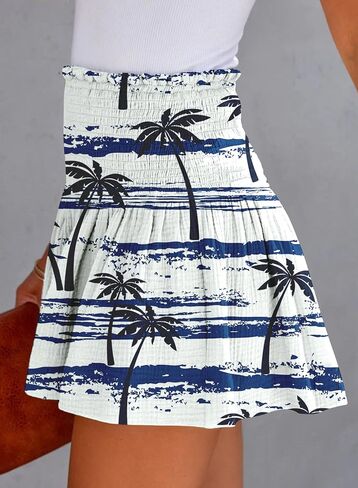 BeadChica Womens Casual Cute Summer Shorts Elastic High Waisted Pleated Ruffle Comfy Flowy Short Beach Pants in Kuwait