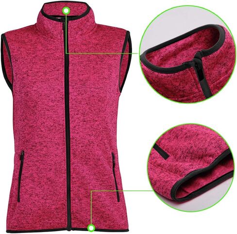 Zip Up Womens Vest with Zipper Pockets Athletic Sweater Fleece Vest Sleeveless Sweater Jacket in Saudi Arabia