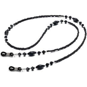 سلاسل حزام النظارات للنساء خمر أسود مطرز قناع الوجه الحبل الأنيق الحبل سلسلة النظارات سلسلة حامل (اللون: أسود، الحجم: 1) in Kuwait