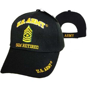 U.S. Army SGM Retired Military Black Embroidered Cap Hat 560F