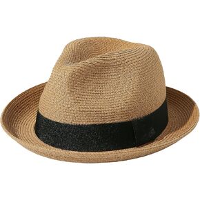 قبعة Lanzom للرجال والنساء من القش قابلة للطي، قبعة فيدورا الصيفية للشاطئ من الشمس in Kuwait