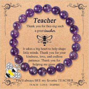 Teacher Appreciation Gifts Graduation Gift for Women Natural Stone Teacher Bracelet Gifts for Women With Gift Message Card High School Class of 2023 Apple Bee Compass Tree Charm Jewelry Bracelet in Kuwait