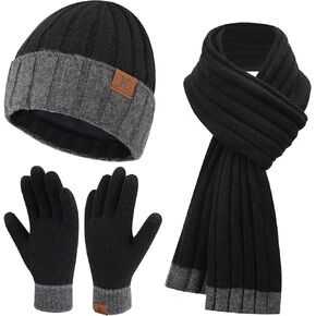 مجموعة قفازات نسائية شتوية دافئة تعمل باللمس مع قبعة جمجمة مبطنة بالصوف in Kuwait