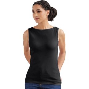 Fair Indigo Organic All-Cotton Luxe Sleeveless Boat Neck Tee