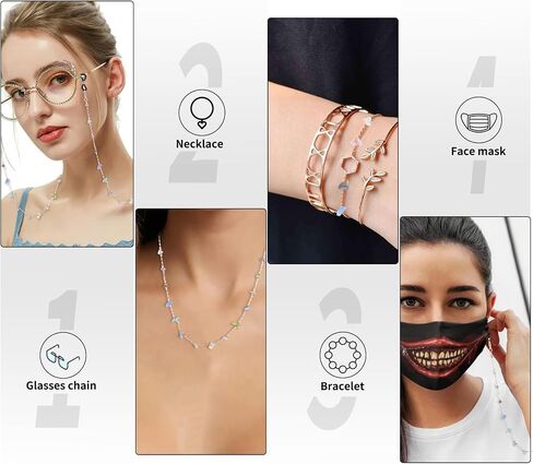 WLLHYF Eyeglass Chains for Women Eye Glasses Holders Around Neck Glasses Stylish Sunglass Eyewear Face Mask Cord Lanyard String for Girls Accessories in Saudi Arabia