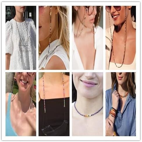 Qordelia حقيقية الطبيعية جوهرة الخرز سلسلة النظارة قلادة سوار حزام سلاسل النظارات للأطفال النساء الرجال in Kuwait