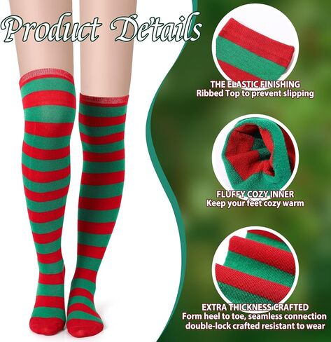 kymqlyw 6 Pairs Over Knee Long Striped Socks for Women Thigh High Sock Stockings Christmas Girls Party Stocking Costume in Kuwait