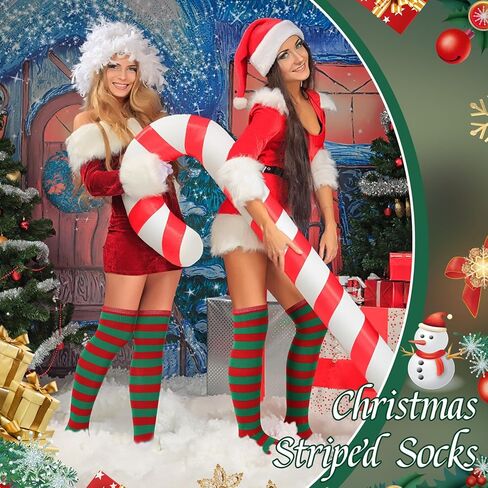 kymqlyw 6 Pairs Over Knee Long Striped Socks for Women Thigh High Sock Stockings Christmas Girls Party Stocking Costume in Kuwait