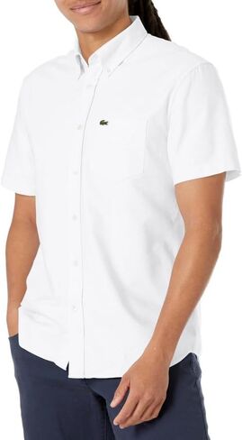 Lacoste Men's Short Sleeve Regular Fit Oxford Button Down Shirt in Saudi Arabia