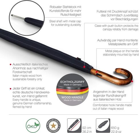 Knirps S.770 Long Automatic Stick Umbrella, Straight, Lightweight, Premium, Italian Maple Wood Handle in Saudi Arabia