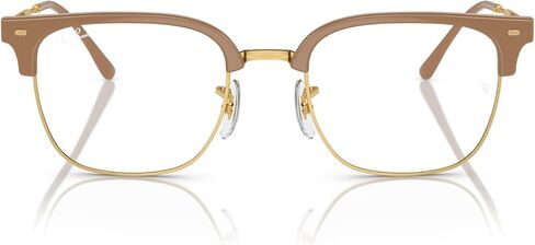 Ray-Ban RX7216 New Clubmaster Square Prescription Eyewear Frames, Beige On Gold/Demo Lens, 51 mm in Saudi Arabia