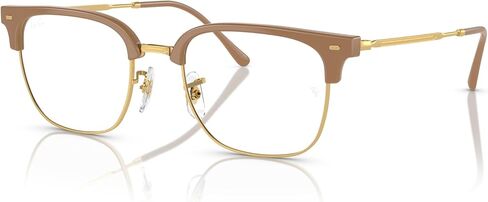 Ray-Ban RX7216 New Clubmaster Square Prescription Eyewear Frames, Beige On Gold/Demo Lens, 51 mm in Saudi Arabia