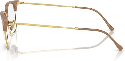 Ray-Ban RX7216 New Clubmaster Square Prescription Eyewear Frames, Beige On Gold/Demo Lens, 51 mm in Saudi Arabia