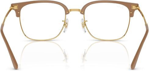 Ray-Ban RX7216 New Clubmaster Square Prescription Eyewear Frames, Beige On Gold/Demo Lens, 51 mm in Saudi Arabia