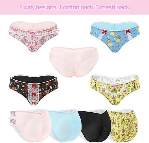 Littleforbig Women's Ladies Soft Cotton Underwear Comfortable Hipster Briefs Fairytale Princess 4 Pack Panties Set in Saudi Arabia