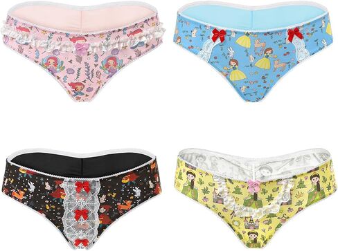 Littleforbig Women's Ladies Soft Cotton Underwear Comfortable Hipster Briefs Fairytale Princess 4 Pack Panties Set in Saudi Arabia