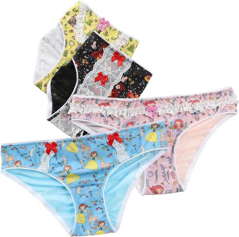 Littleforbig Women's Ladies Soft Cotton Underwear Comfortable Hipster Briefs Fairytale Princess 4 Pack Panties Set in Saudi Arabia