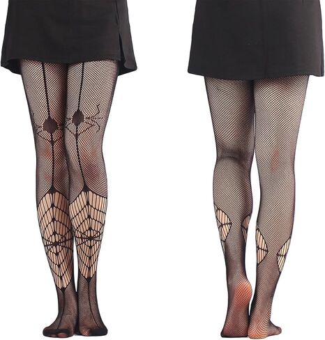 جوارب نسائية من KADBLE، جوارب شبكية ضيقة على شكل جمجمة، شبكة صيد السمك، زي الهالوين، 3 أزواج in Kuwait