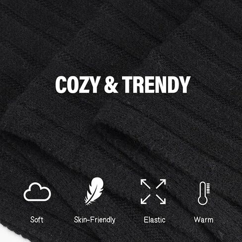 مجموعة قفازات نسائية شتوية دافئة تعمل باللمس مع قبعة جمجمة مبطنة بالصوف in Kuwait