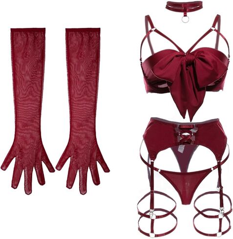 Women Sexy Lingerie Strap Lace Teddy Babydoll Sheer Bralette and Panty Set in Kuwait