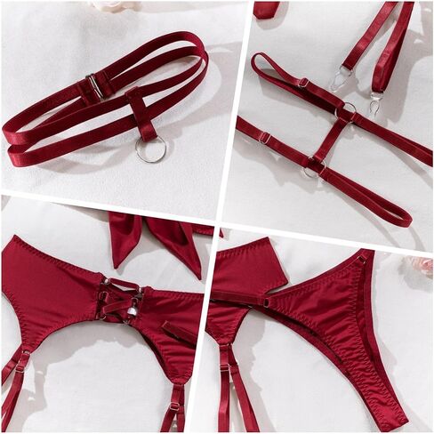 Women Sexy Lingerie Strap Lace Teddy Babydoll Sheer Bralette and Panty Set in Kuwait