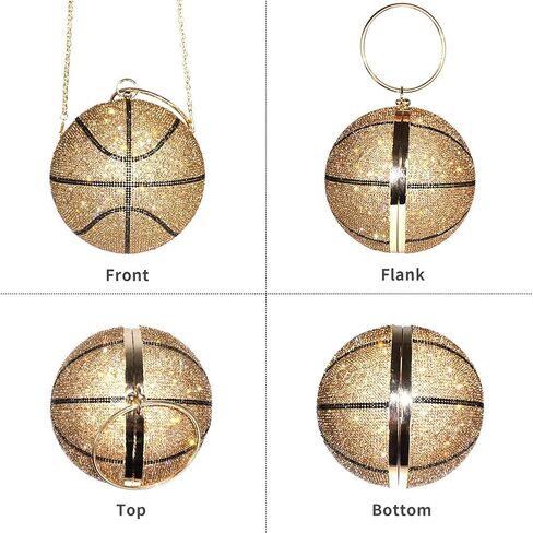Gripit Women's Bling Basketball Purse with Diamond Accents Round Ball Crystal Bag Purse Wristlet Handbags Gold Clutch in Kuwait