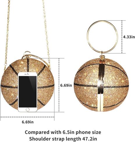Gripit Women's Bling Basketball Purse with Diamond Accents Round Ball Crystal Bag Purse Wristlet Handbags Gold Clutch in Kuwait