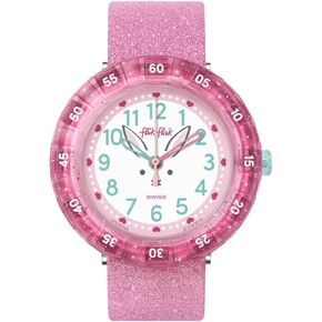 فليك فلاك ساعة يد كوارتز سويسرية بسوار سيليكون من كيدز جاردن ادفنتشر، بينك، 16 ساعة كاجوال (الموديل: ZFCSP095) in Kuwait