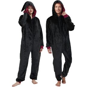 Unpifolov Men and Women Flannel Pajamas Four Magic College Styles Jumpsuit Couple Adult Sportswear Hooded Homewear in Kuwait