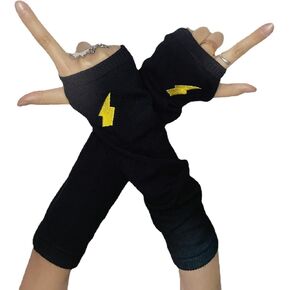 قفازات تدفئة الذراع النسائية القوطي بدون أصابع، قفازات النينجا البانك القمر والشمس البرق والتطريز in Kuwait